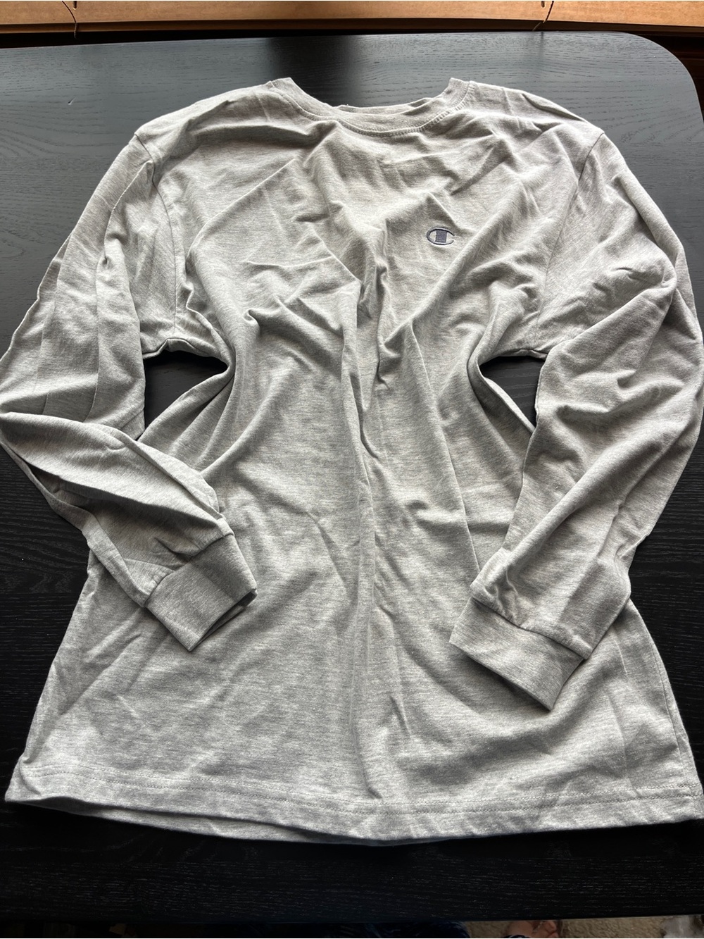 Champion Youth XL Grey Long Sleeve Shirt Cotton Blend Logo C8101R